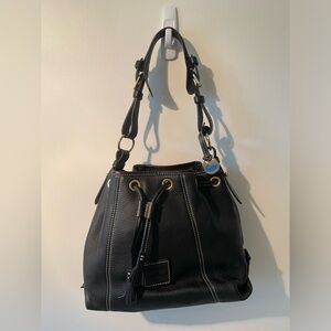 Dooney & Bourke Black Leather Drawstring Bag